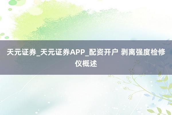 天元证券_天元证券APP_配资开户 剥离强度检修仪概述