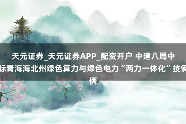 天元证券_天元证券APP_配资开户 中建八局中标青海海北州绿色算力与绿色电力“两力一体化”技俩