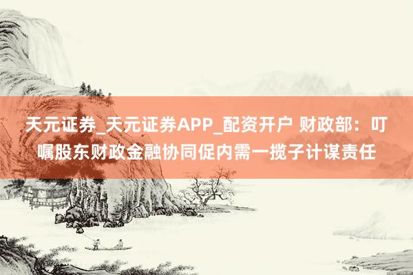 天元证券_天元证券APP_配资开户 财政部：叮嘱股东财政金融协同促内需一揽子计谋责任
